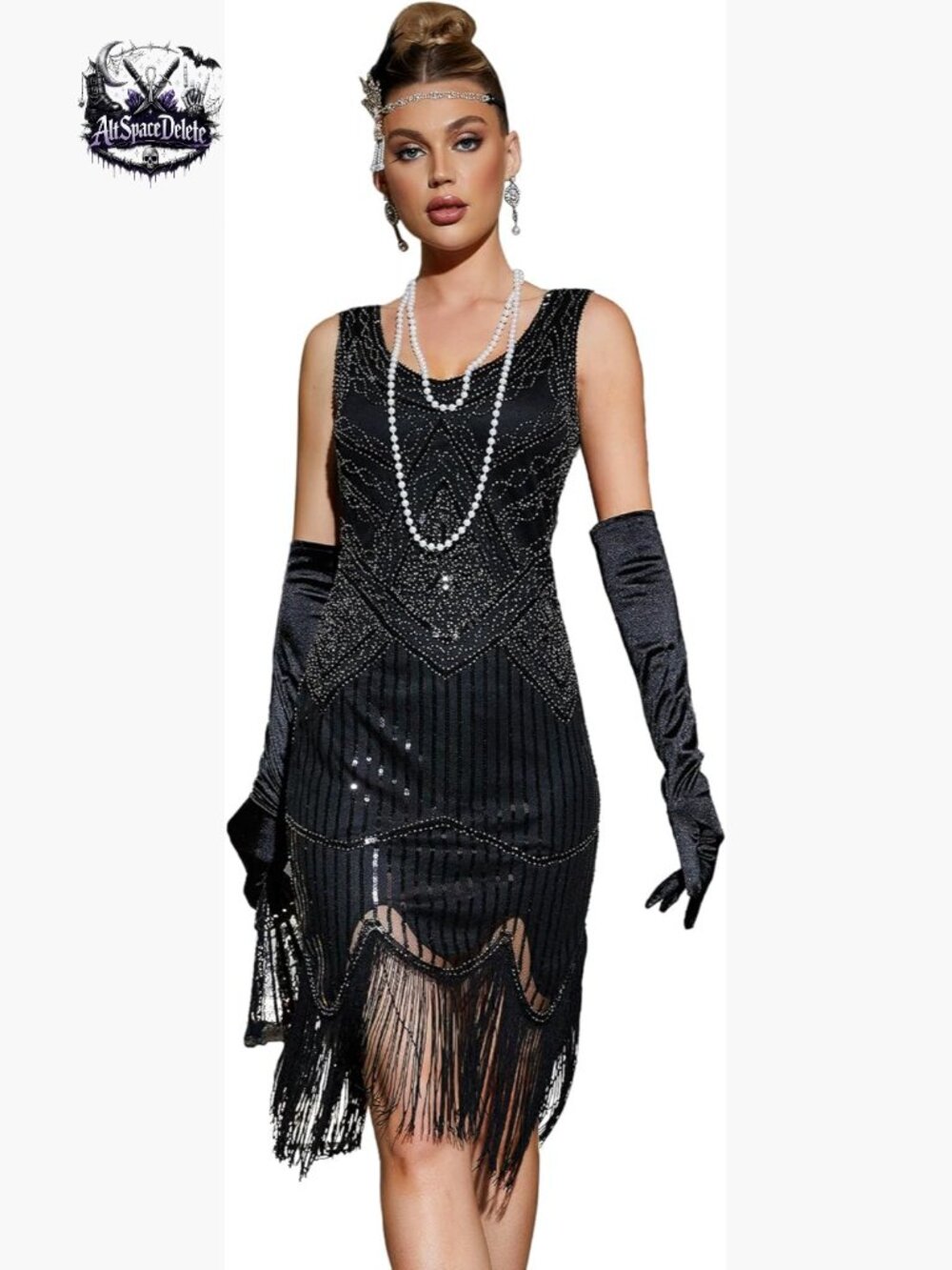 Plus Size Sequin Flapper Dress with Fringe Beaded Tassels for Gatsby Party